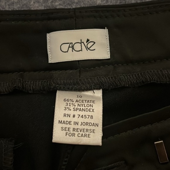 🔥Cach’e, Black SATIN FLARED TROUSERS w/VENTS, Excellent Condition, Size 10 Long - Picture 10 of 13